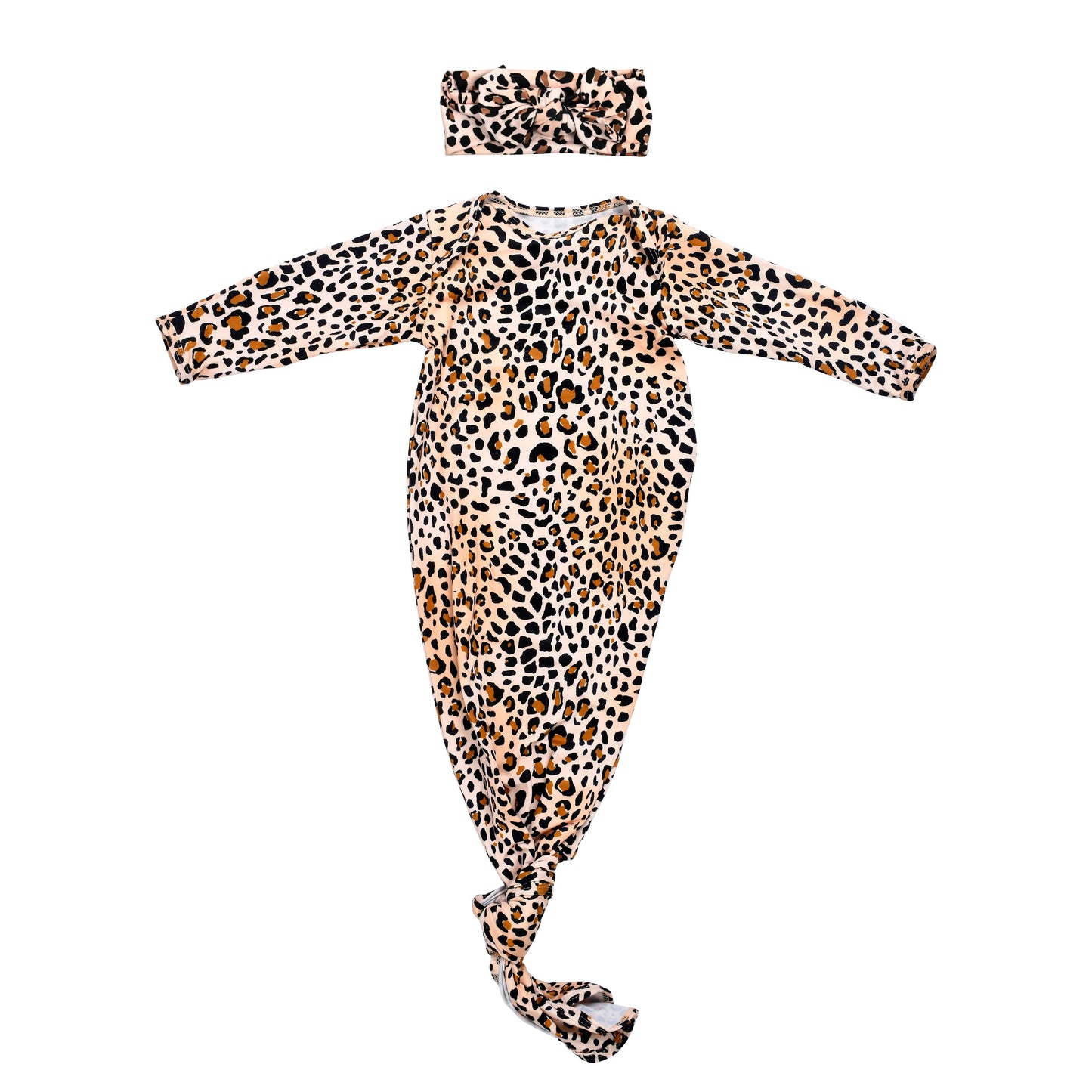 Leopard Knotted Gown and Hat