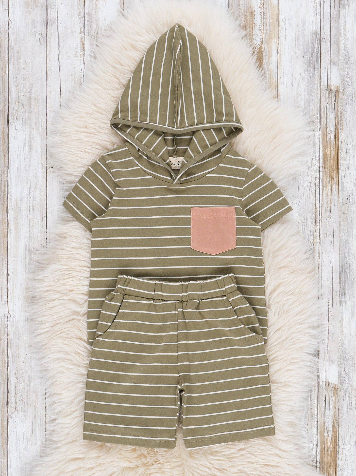 Striped Hooded Short Set