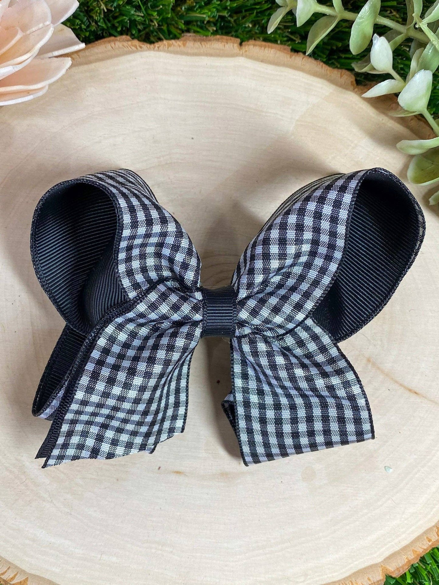 Gingham Hair Bow - 4.5"