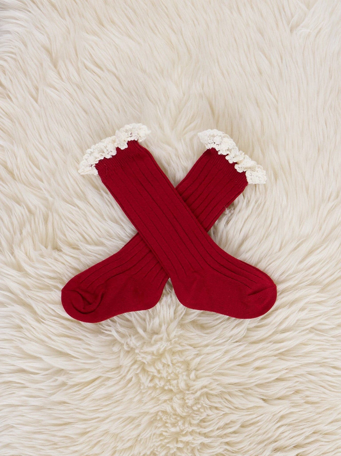 Red Lace Trim Socks
