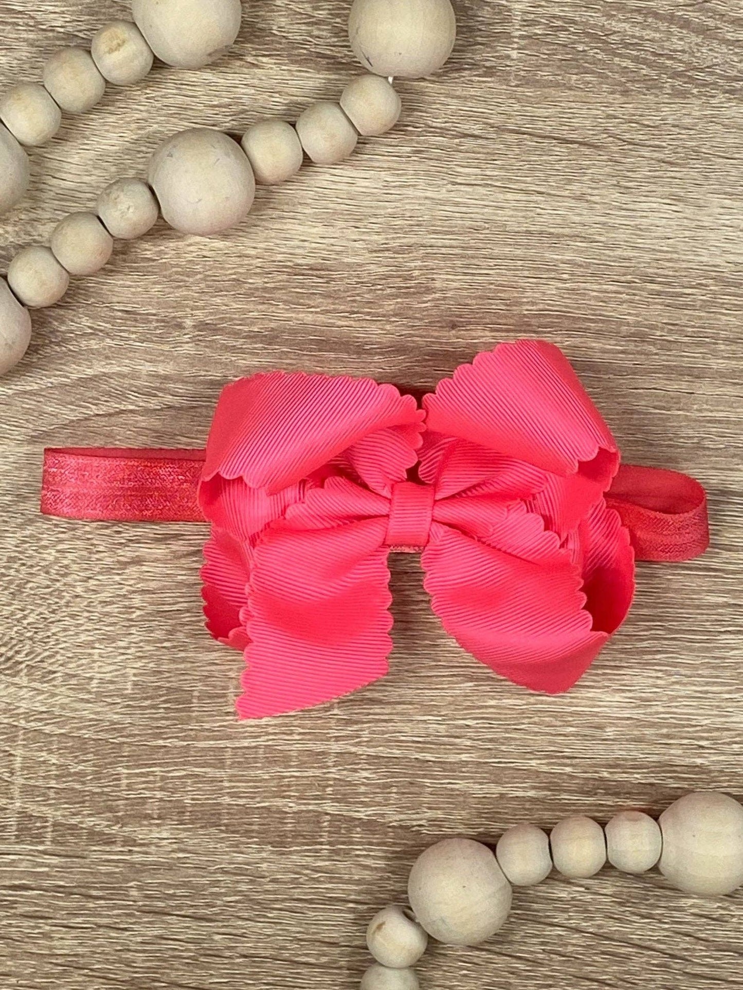 Scalloped Bow-Headband -4.5"