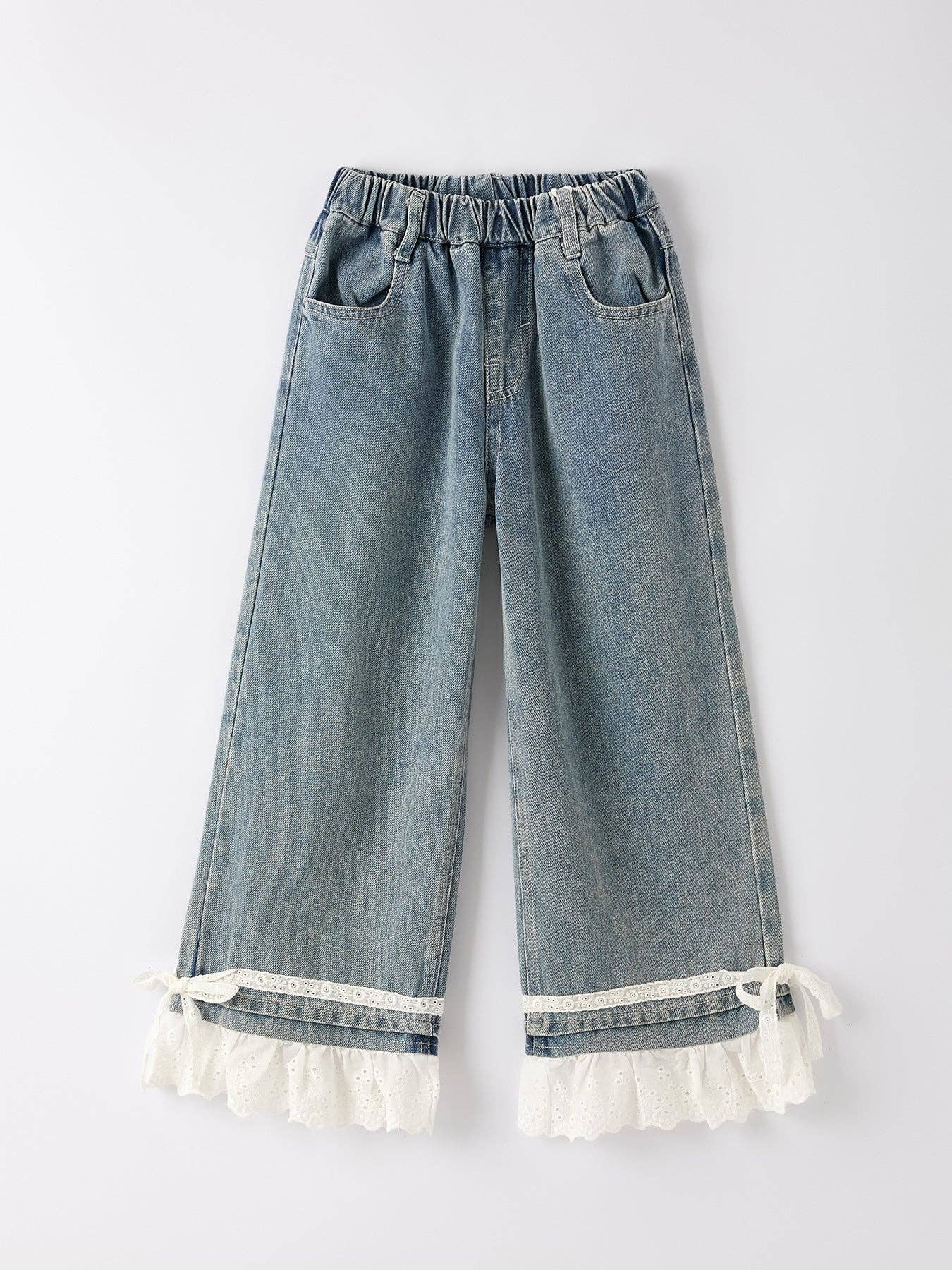 Wide Leg Jeans with Bow