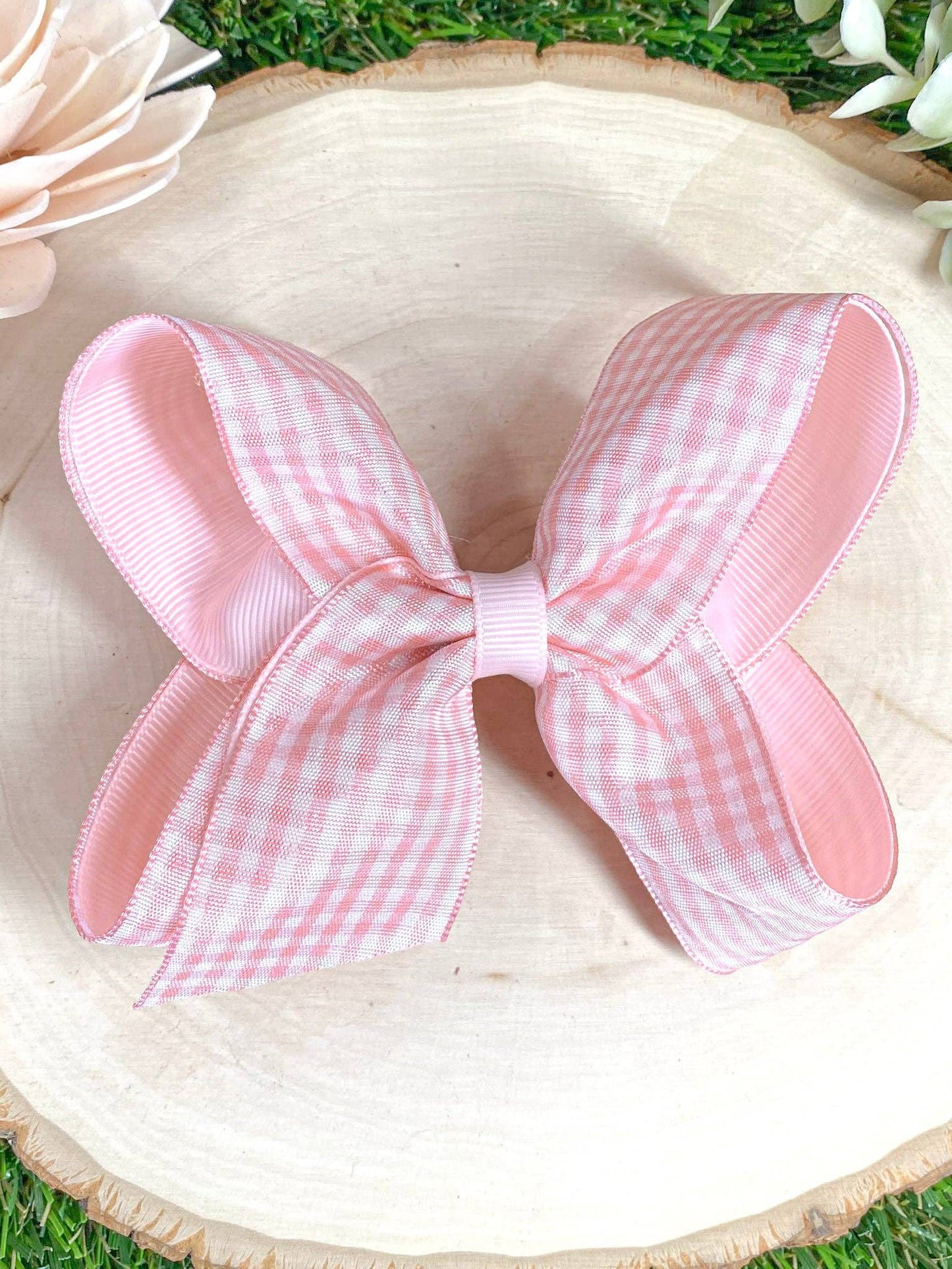 Gingham Hair Bow - 4.5"