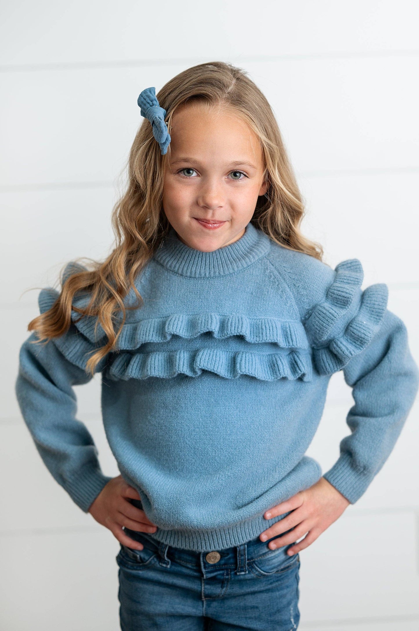 Double Ruffle Crew Neck Sweater