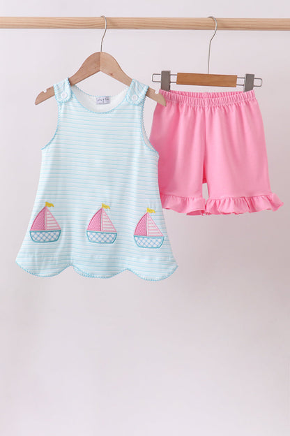 Sailboat Applique Short Set