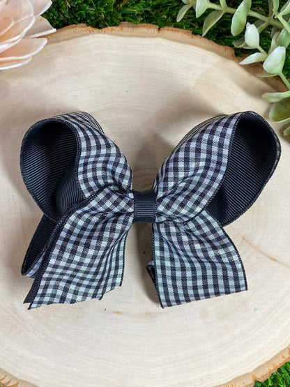 Gingham Hair Bow - 4.5"