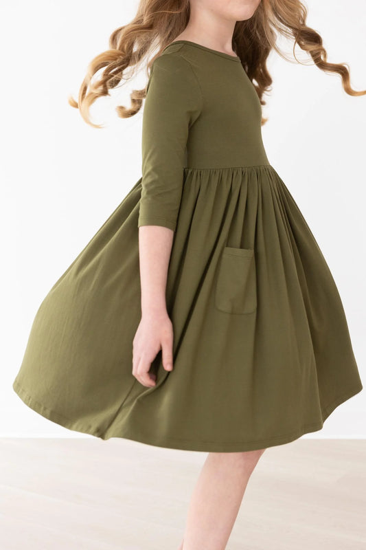 3/4 Sleeve Pocket Twirl Dress