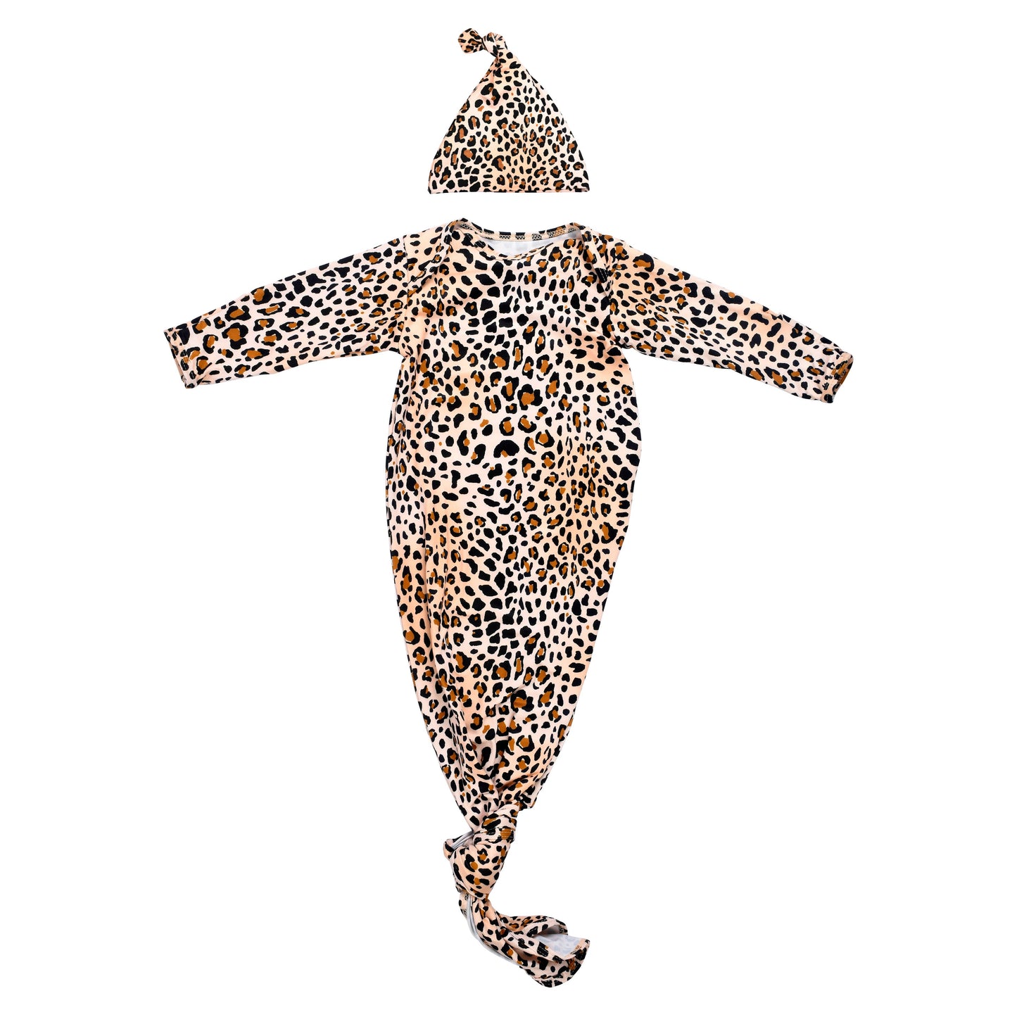 Leopard Knotted Gown and Hat