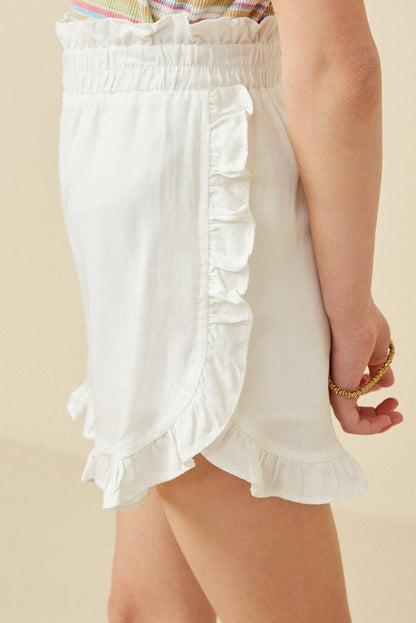 Ruffle Elastic Waist Shorts