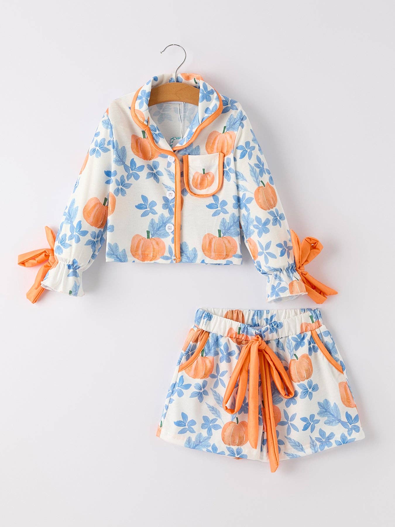 Thanksgiving Day Pumpkin Floral Pajama Set
