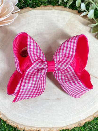 Gingham Hair Bow - 4.5"
