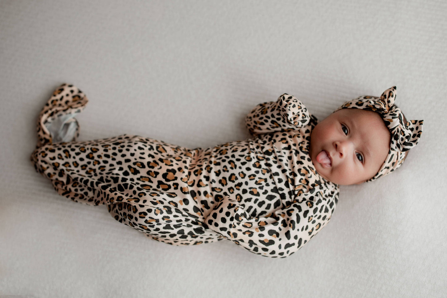 Leopard Knotted Gown and Hat