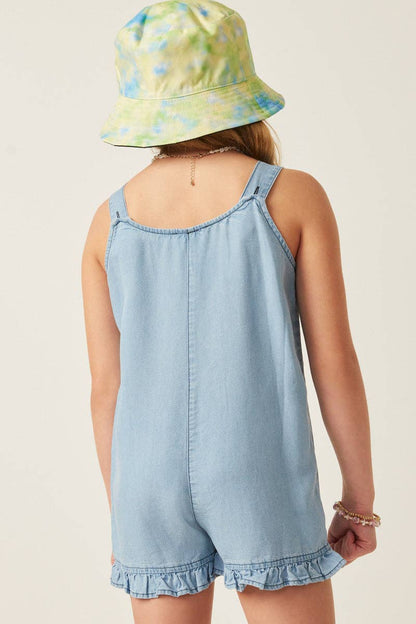 Ruffle Hem Chambray Jumper
