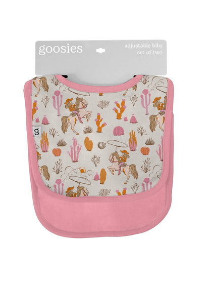 Saddle Up, Cowgirl Toile Bib Set