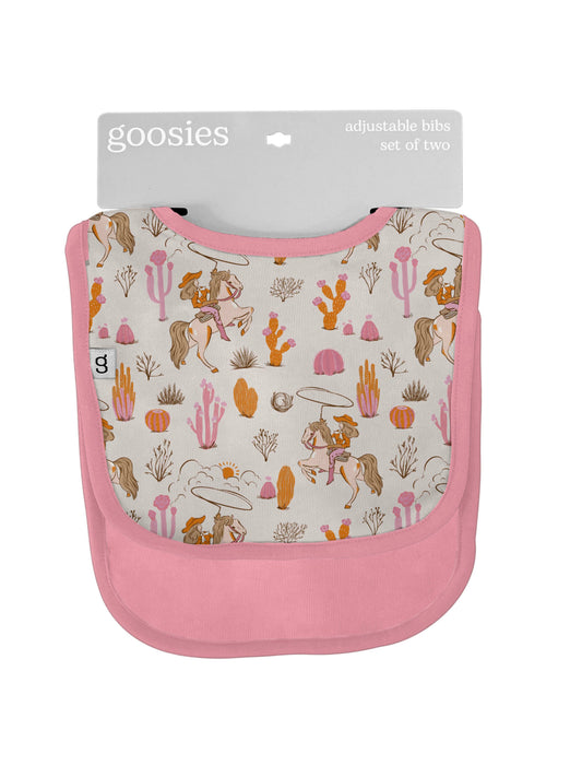 Saddle Up, Cowgirl Toile Bib Set