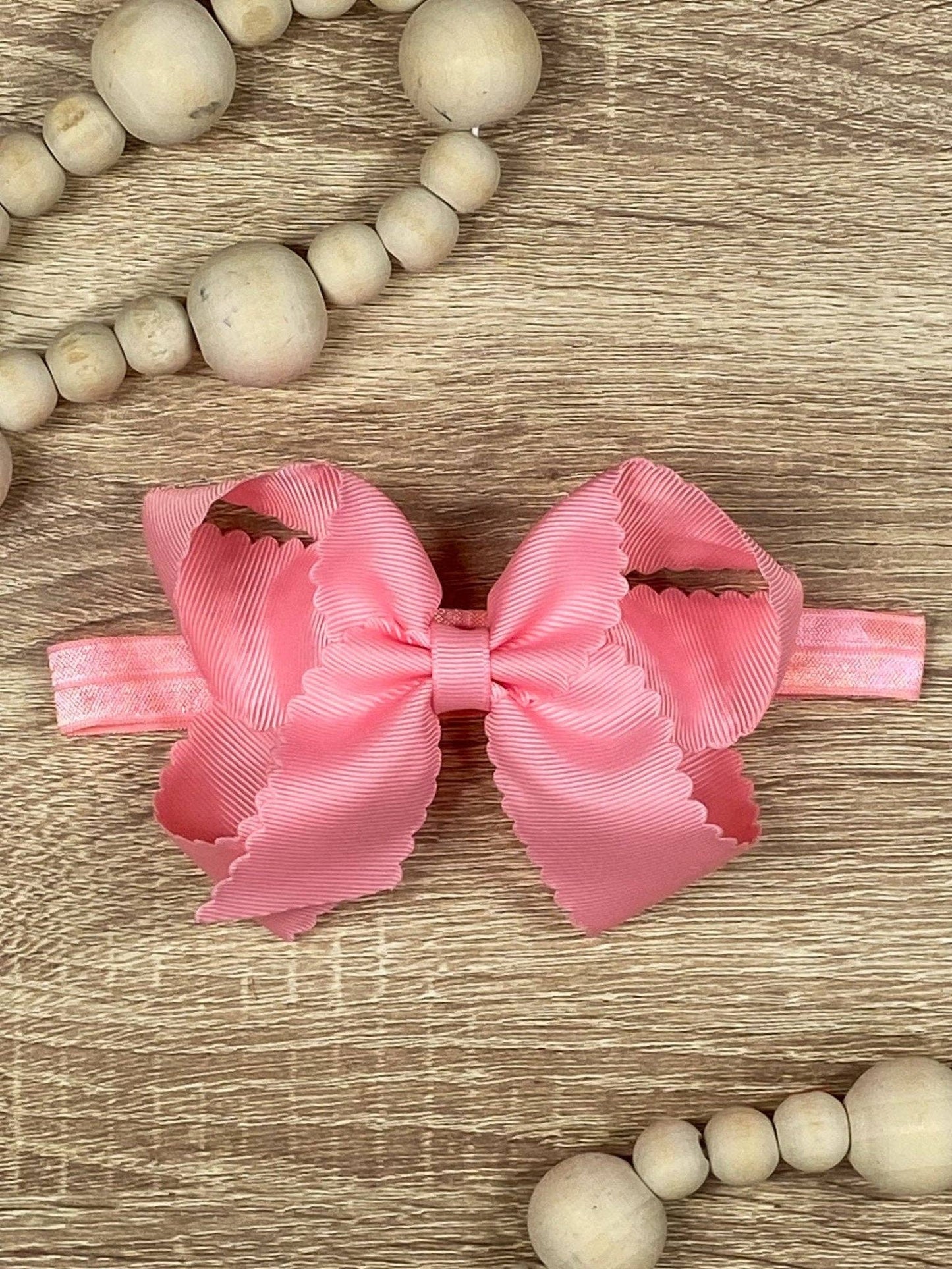 Scalloped Bow-Headband -4.5"