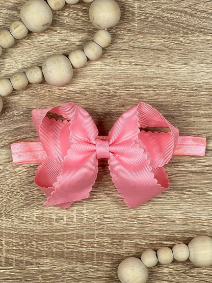 Scalloped Bow-Headband -4.5"
