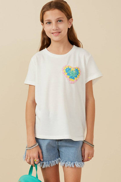 Crochet Heart Pocket Tee