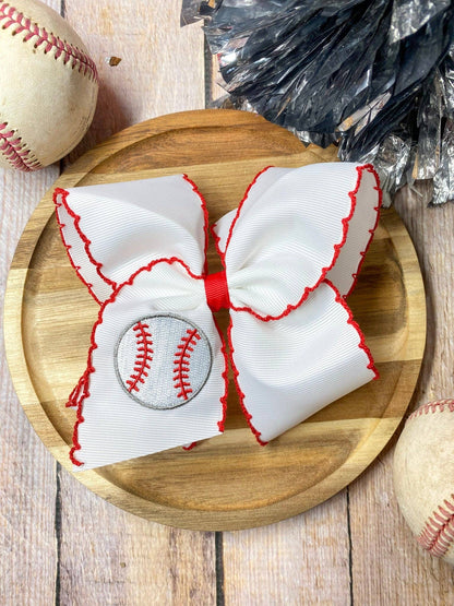 Baseball Moonstitch Hair Bow | Headband