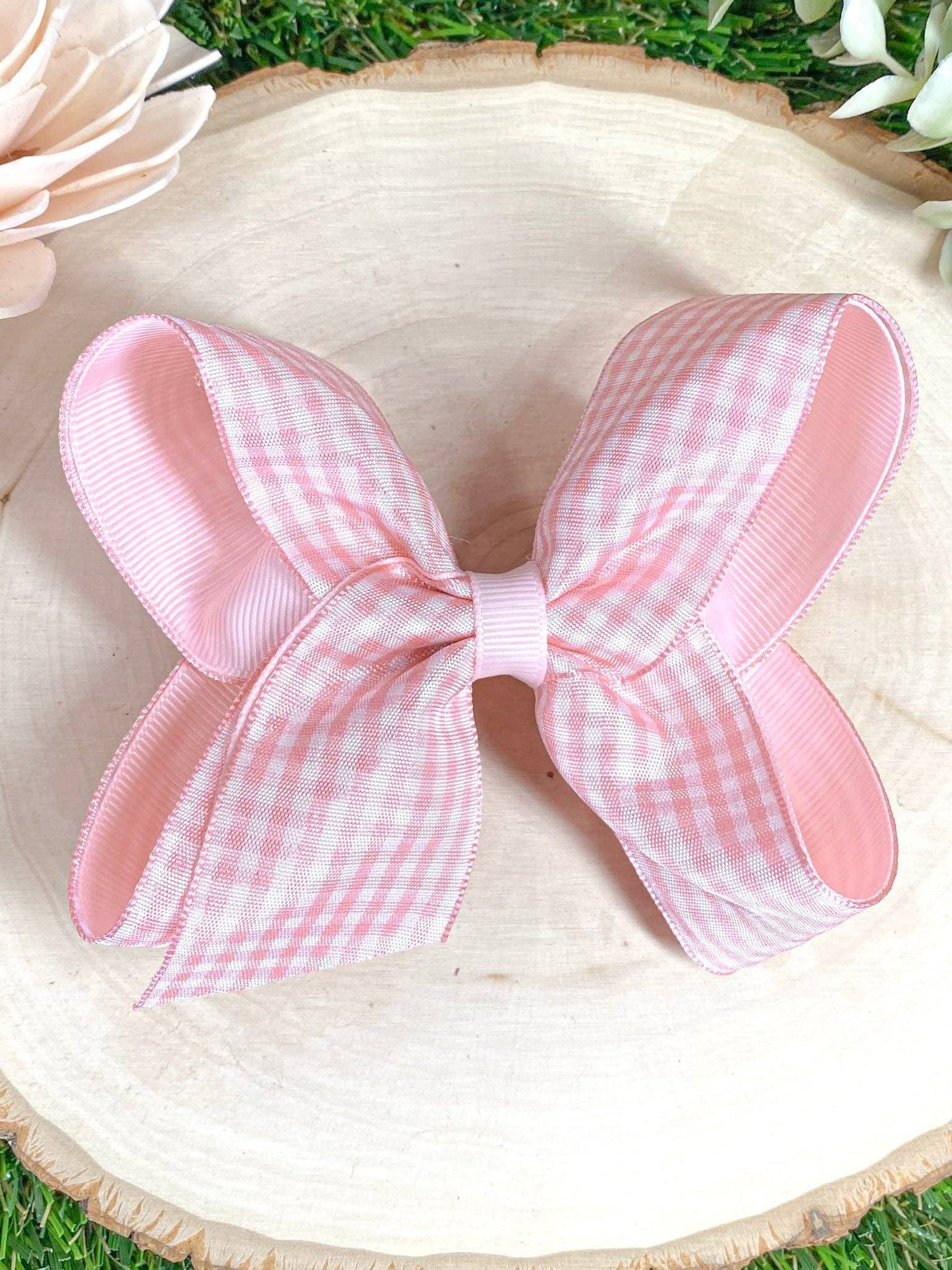Gingham Hair Bow - 4.5"