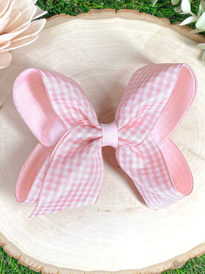 Gingham Hair Bow - 4.5"