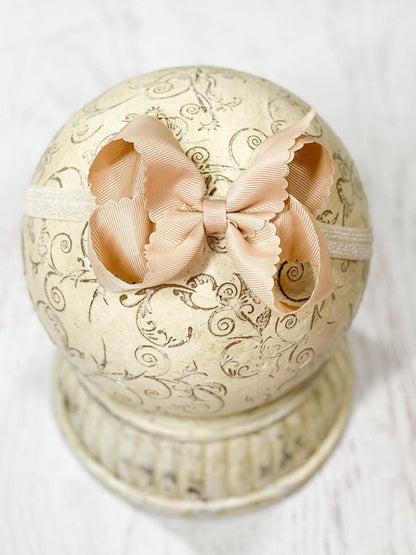 Scalloped Bow-Headband -4.5"