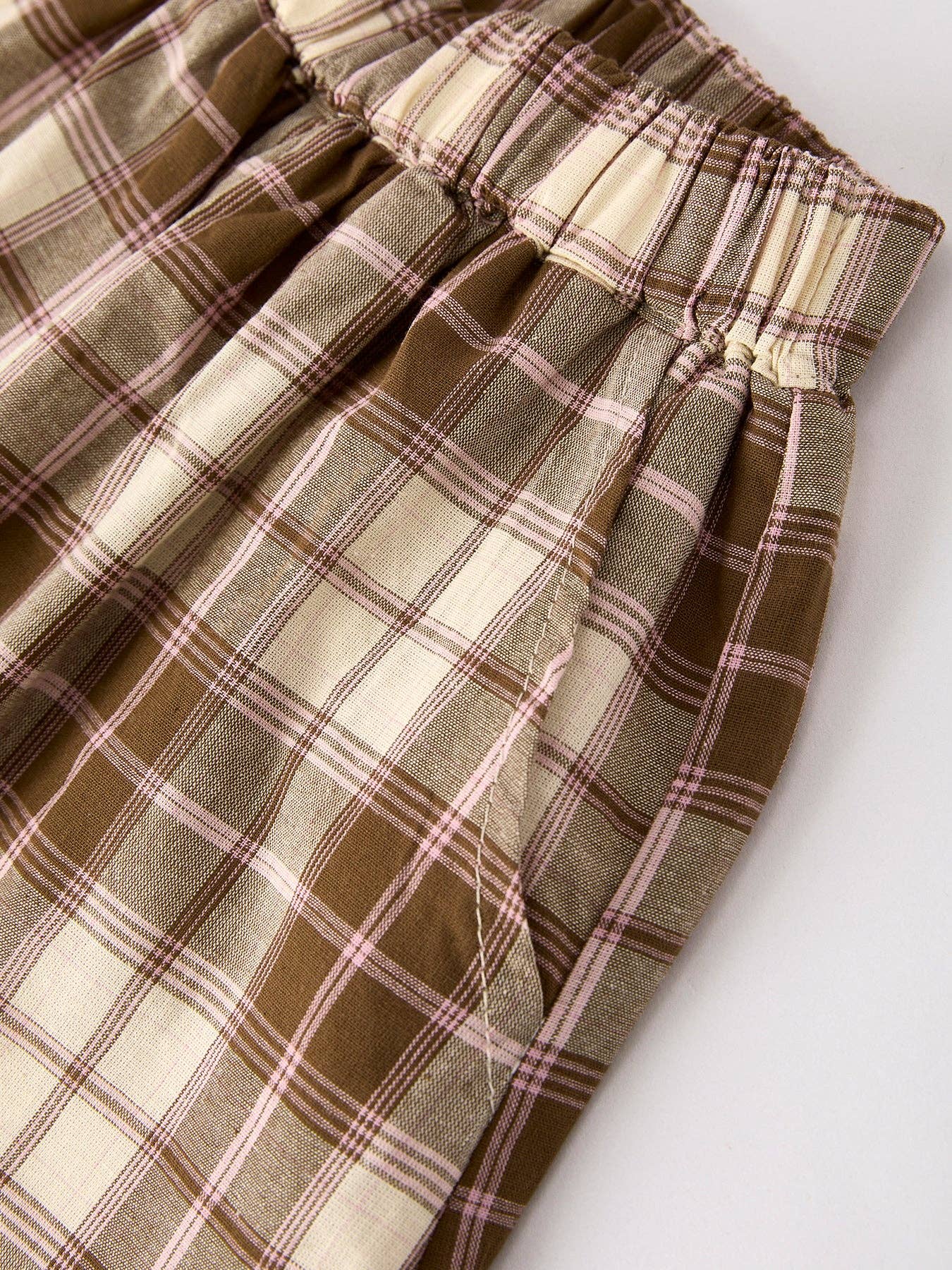 Coffee Pink Plaid Set