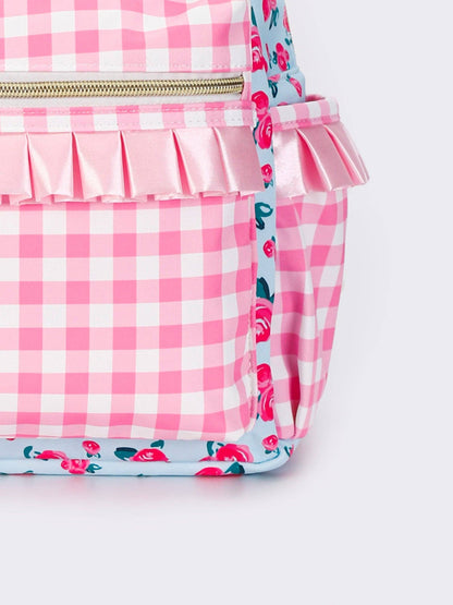 Gingham Flower Ruffle Backpack