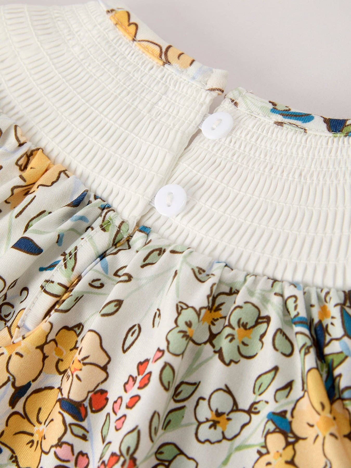 Fall Embroidery Smocking Bow Floral Leaf Romper