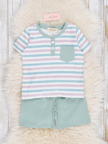 Striped Pocket Short Set