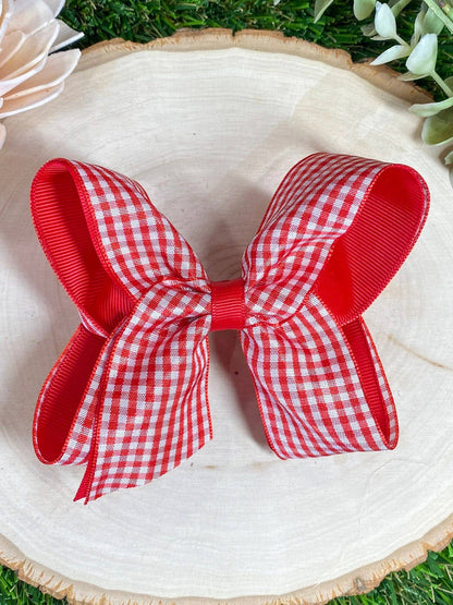 Gingham Hair Bow - 4.5"