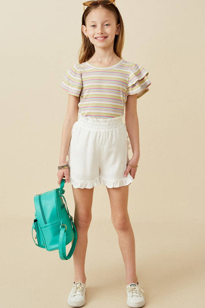 Ruffle Elastic Waist Shorts