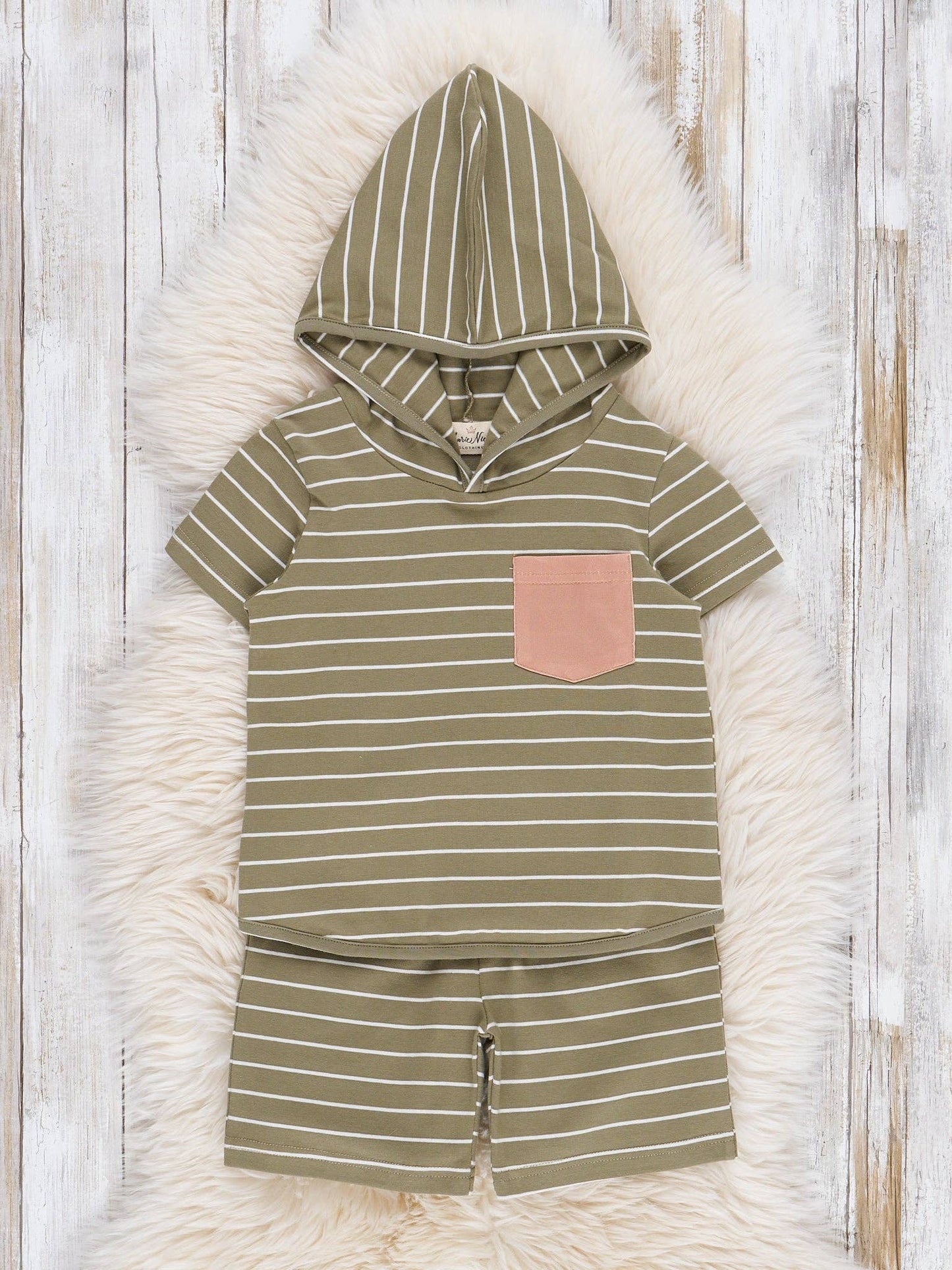 Striped Hooded Short Set