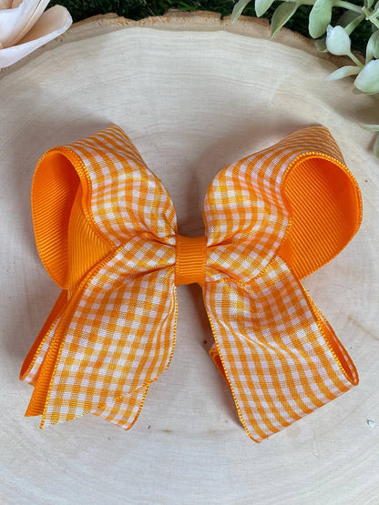 Gingham Hair Bow - 4.5"