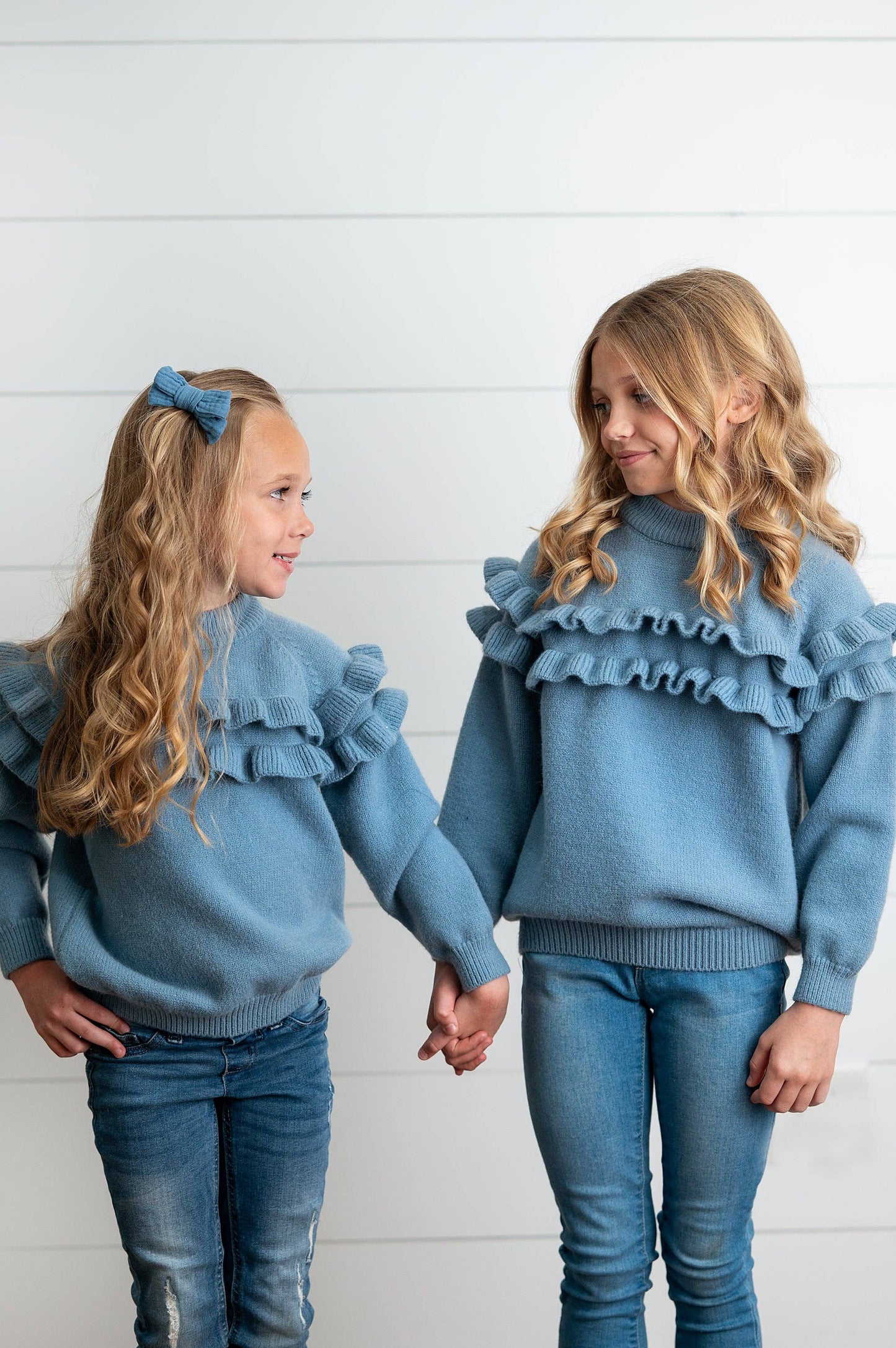 Double Ruffle Crew Neck Sweater