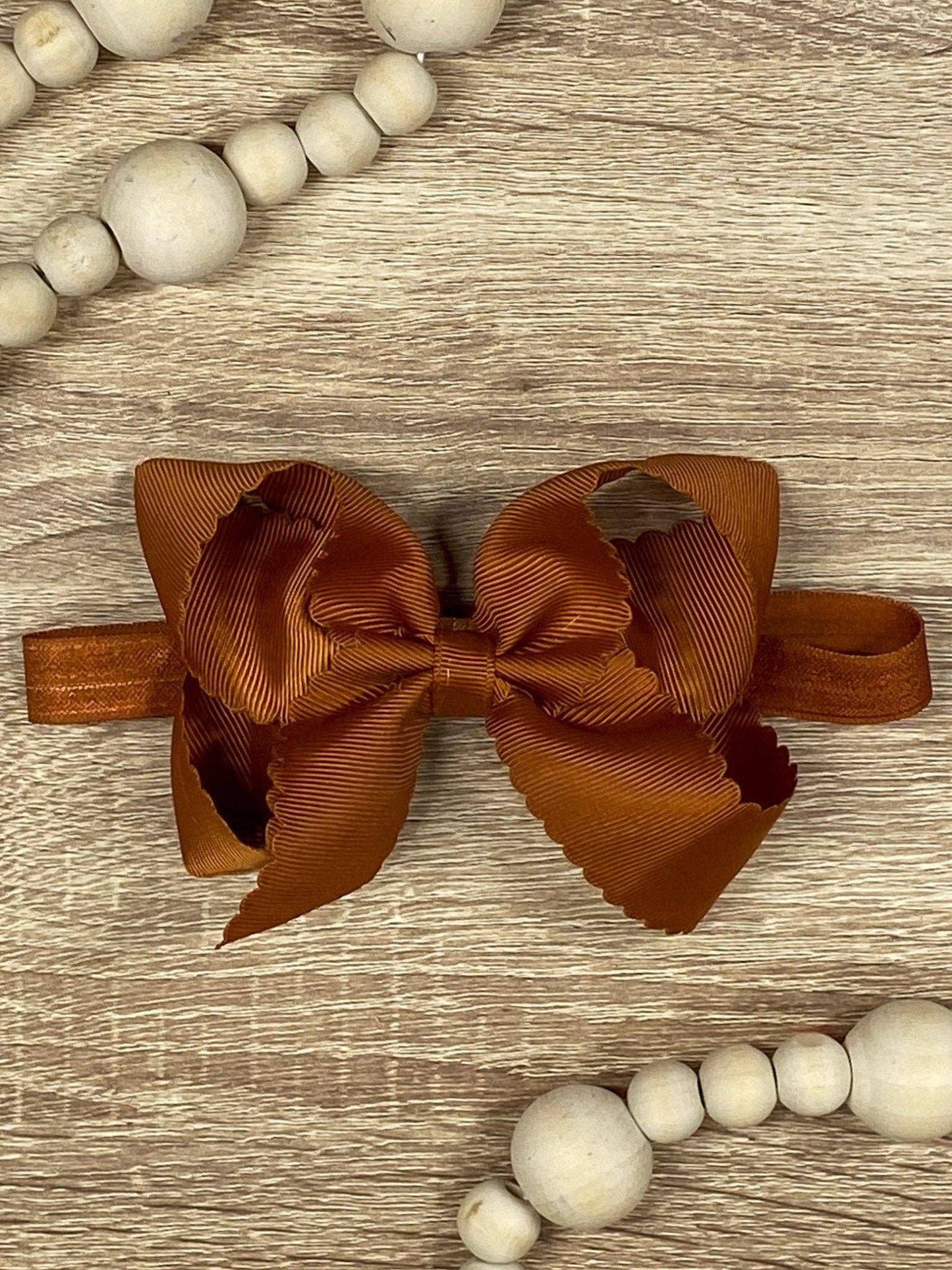 Scalloped Bow-Headband -4.5"
