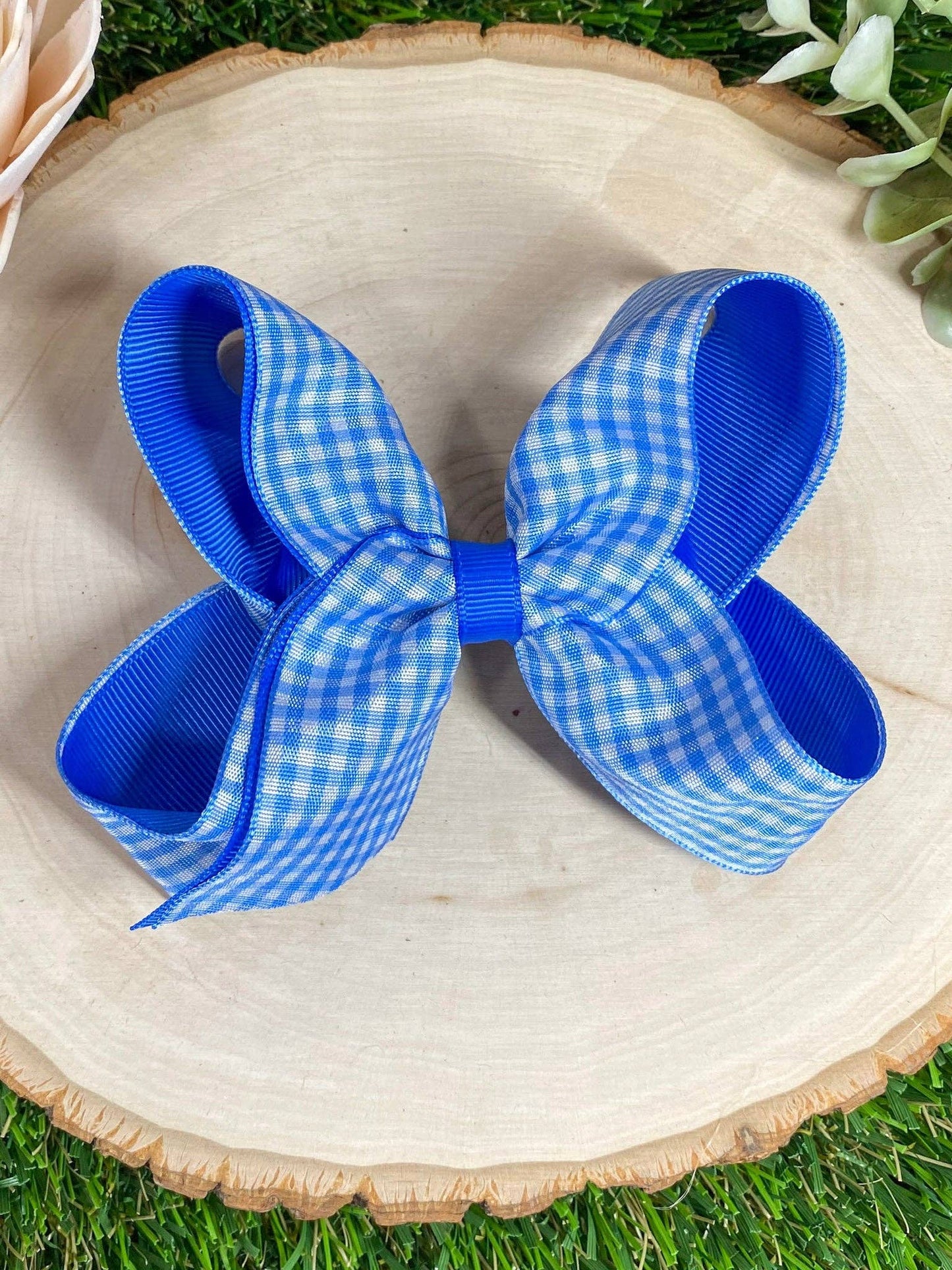 Gingham Hair Bow - 4.5"