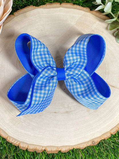 Gingham Hair Bow - 4.5"
