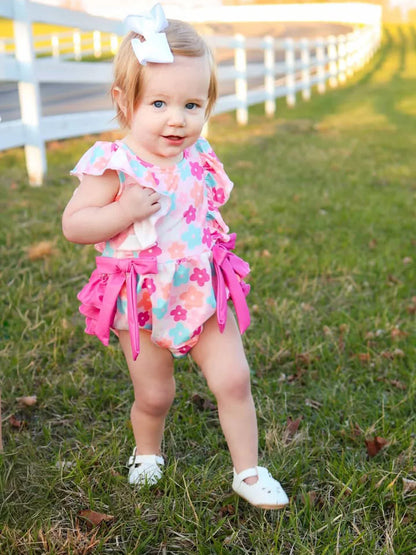 Colorful Floral Ruffle Romper