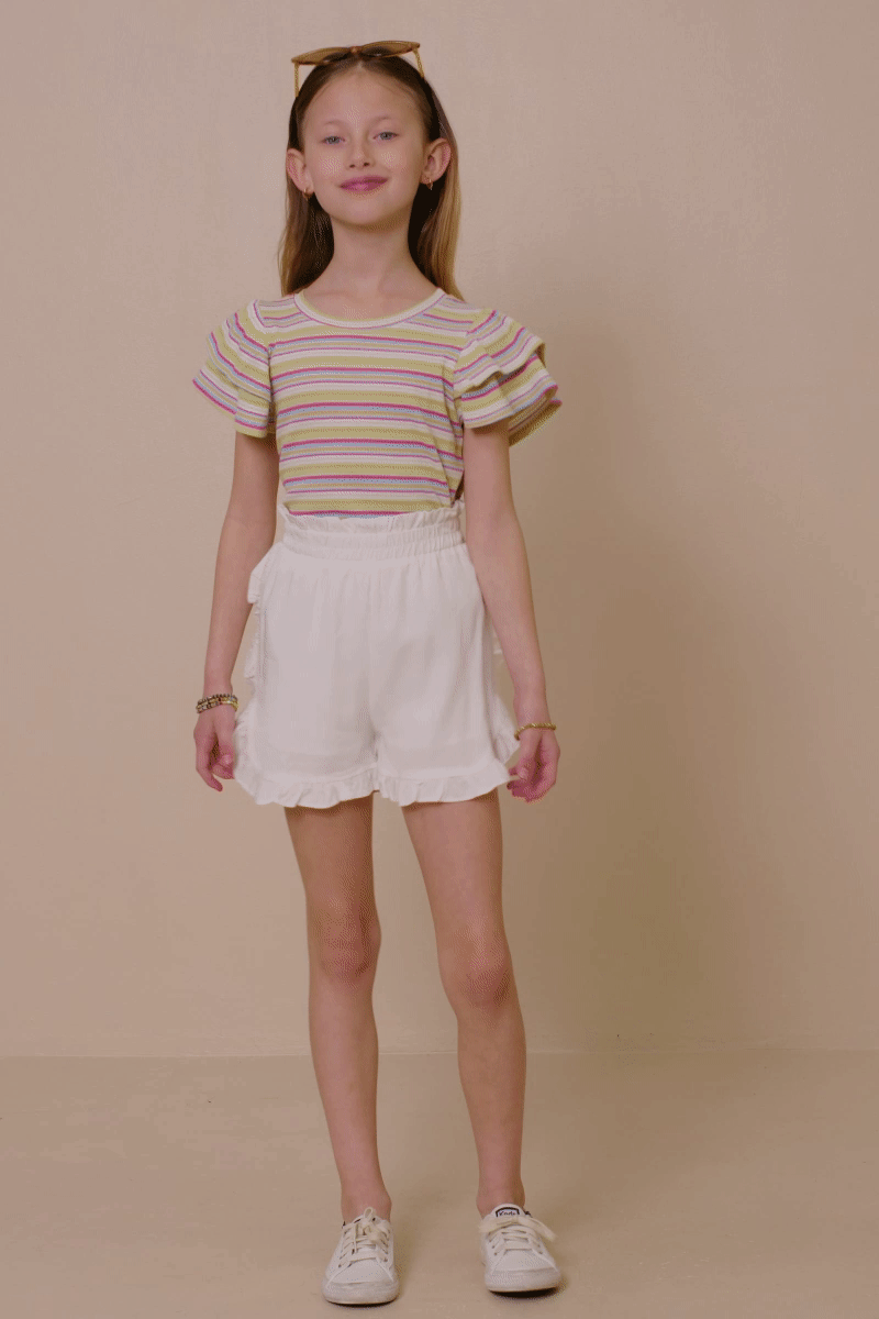 Ruffle Elastic Waist Shorts