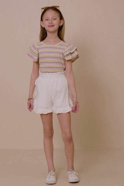 Ruffle Elastic Waist Shorts