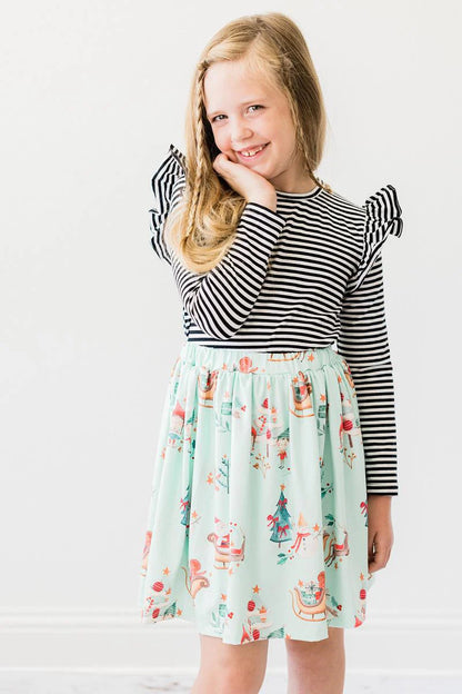 Striped Long Sleeve Ruffle Tee