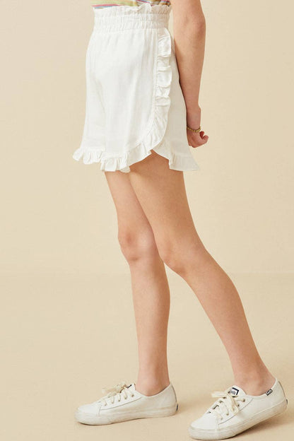 Ruffle Elastic Waist Shorts
