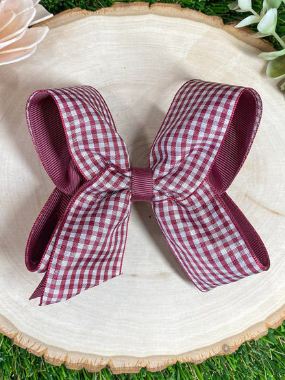 Gingham Hair Bow - 4.5"