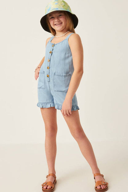 Ruffle Hem Chambray Jumper