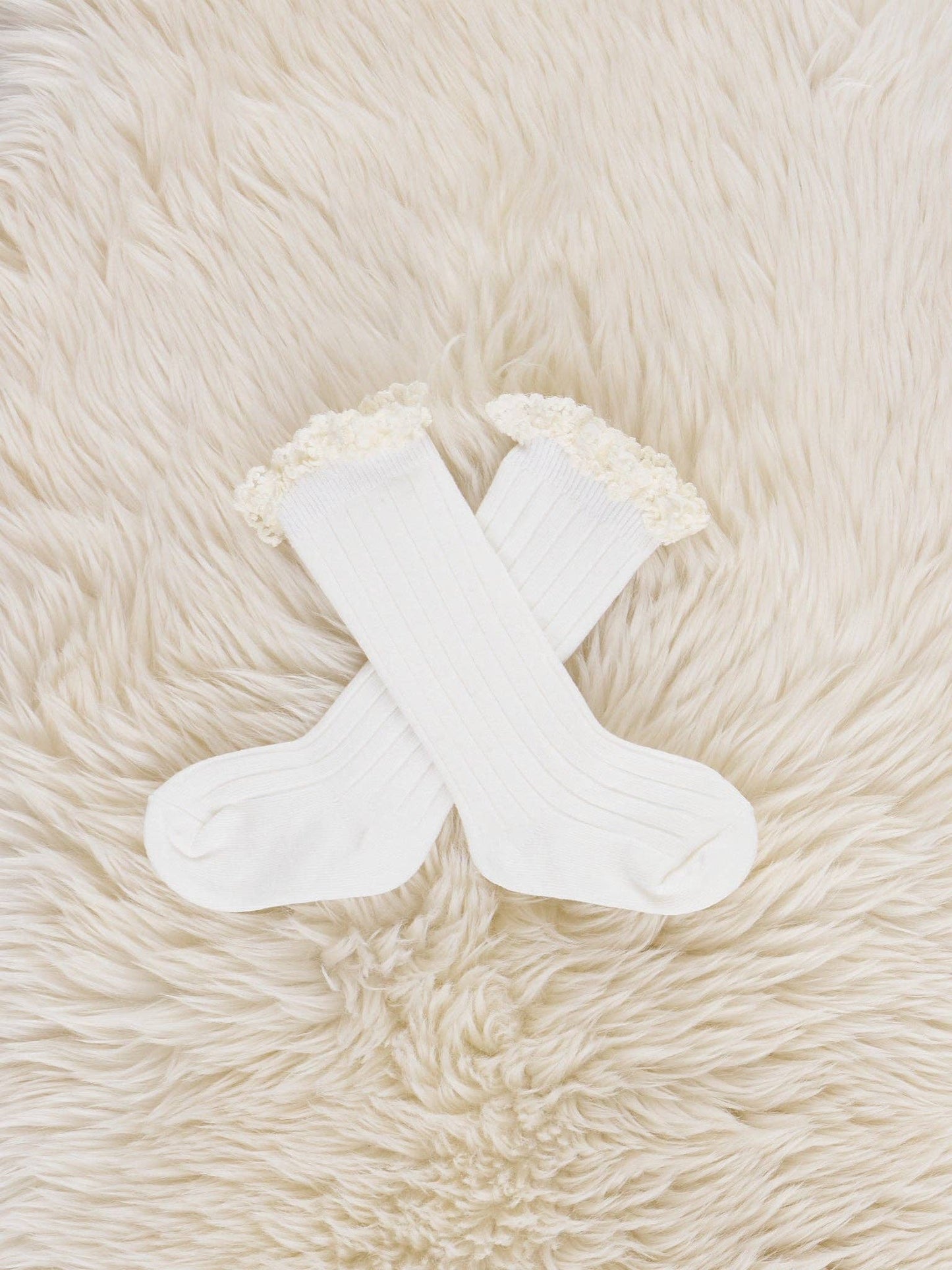 White Lace Trim Socks