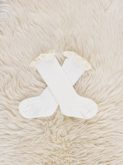 White Lace Trim Socks