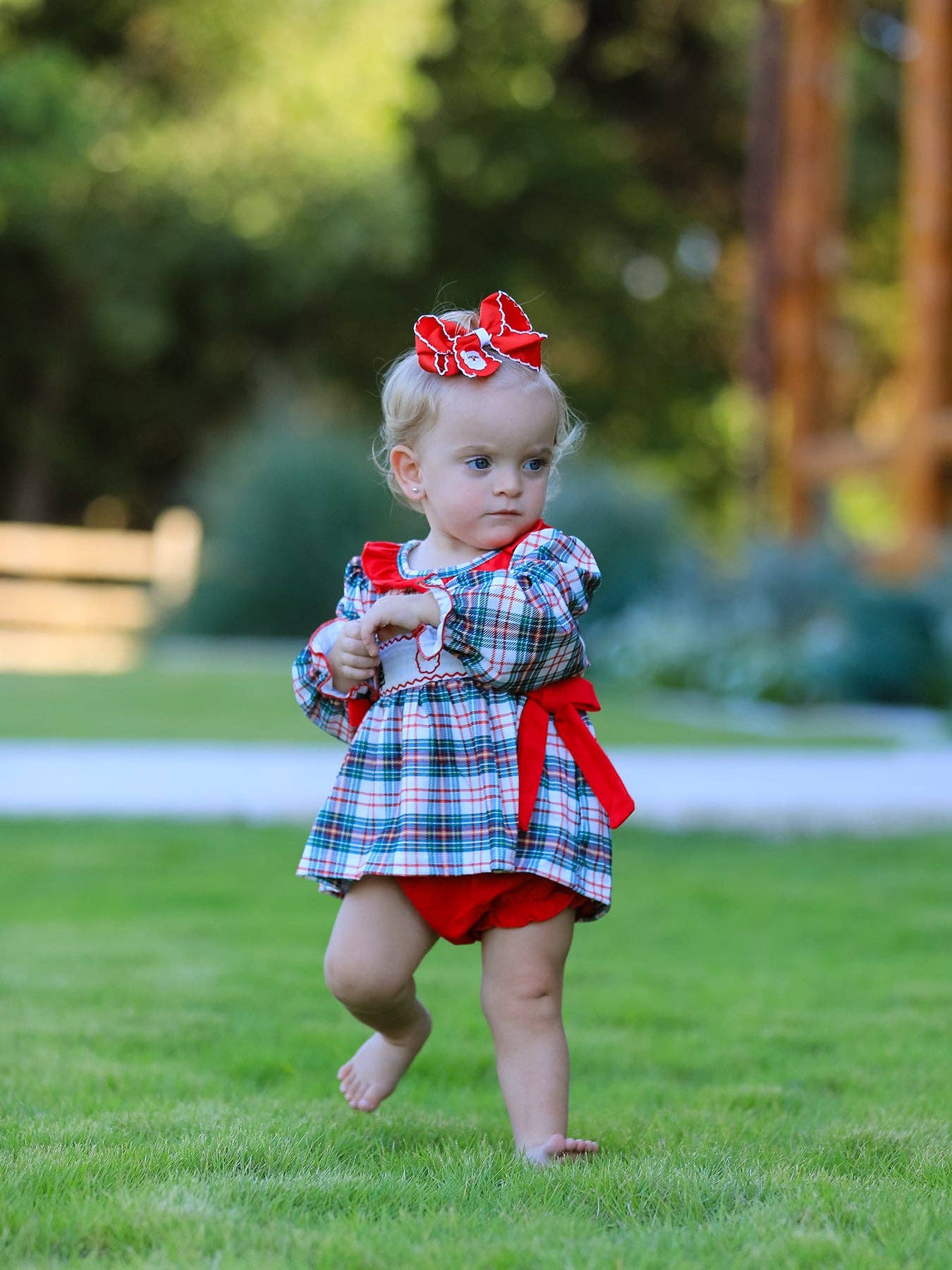 Christmas Plaid Smocked Set