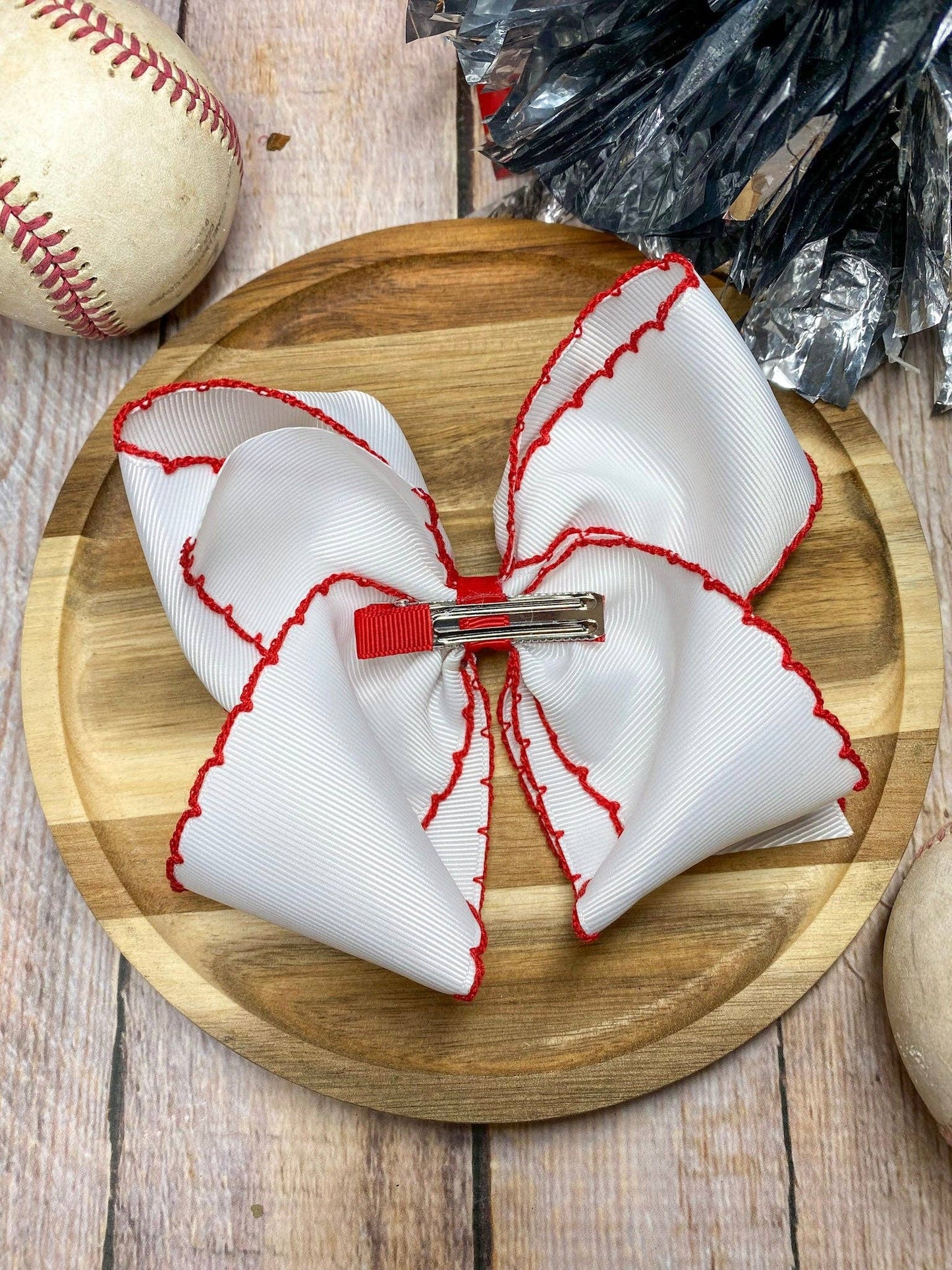 Baseball Moonstitch Hair Bow | Headband