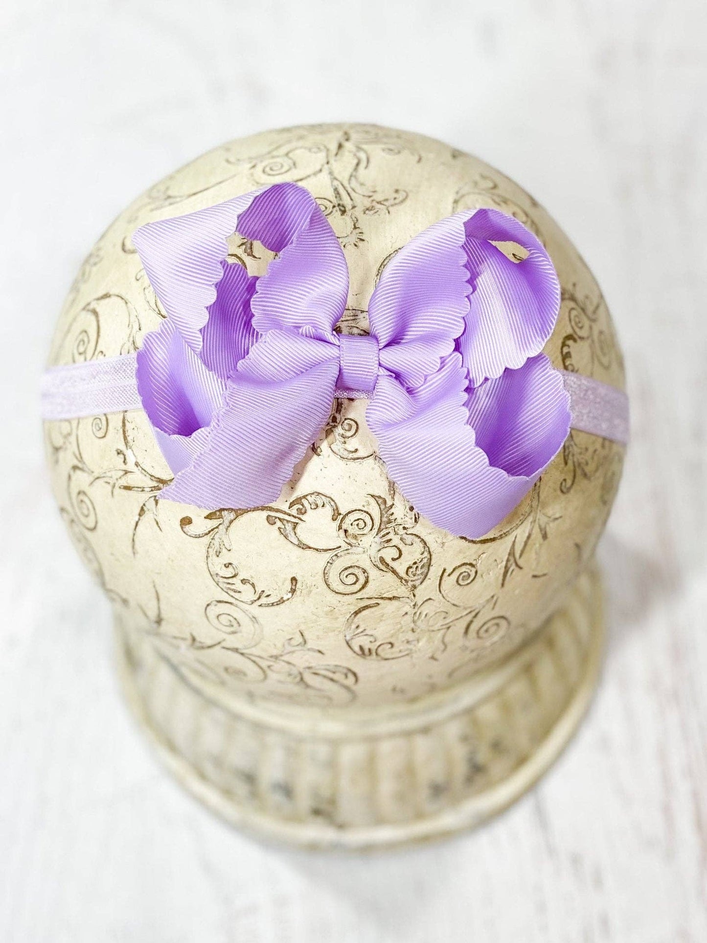 Scalloped Bow-Headband -4.5"